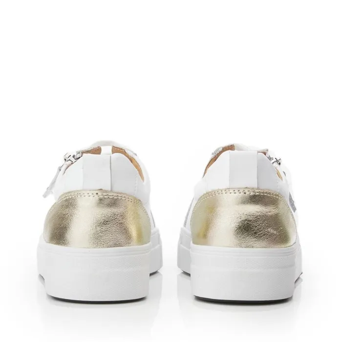 Platform Trainers Women Moda In Pelle Bsoleful BVisti WhiteGold Leather