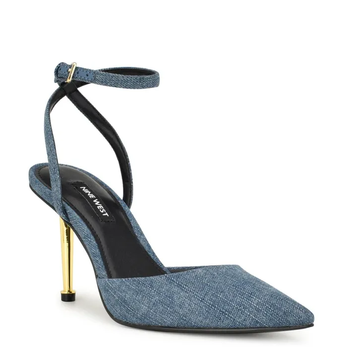 Plaza Ankle Strap Pumps Denim Women Nine West Pumps Plaza Ankle Strap Pumps Denim Women Nine West Pumps