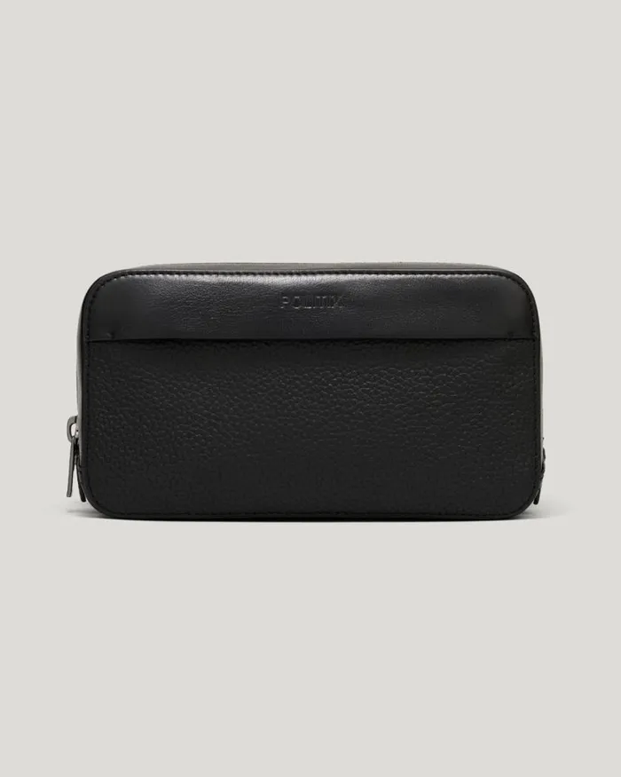 Politix Bags Men Leather Kit Bag Black