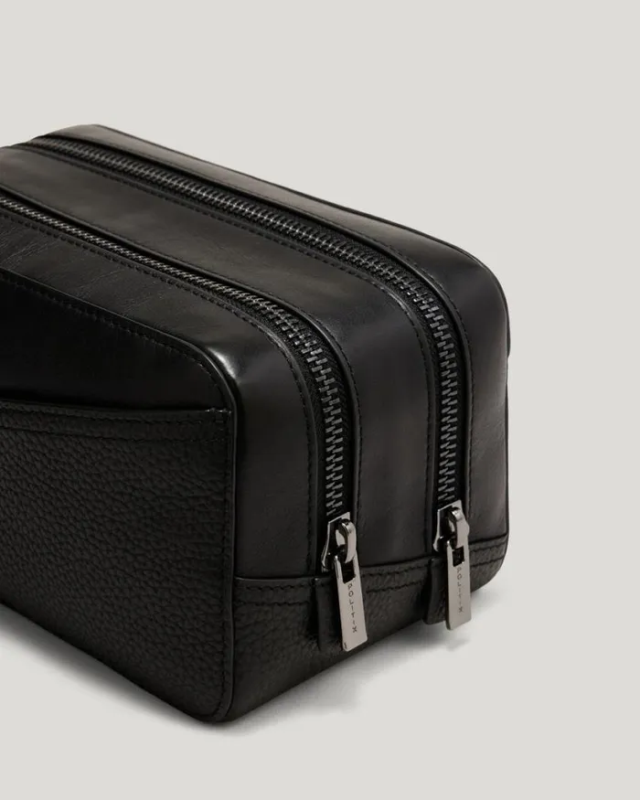 Politix Bags Men Leather Kit Bag Black