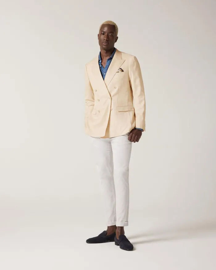 Politix Blazers Men Slim Stretch Double Breasted Tailored Jacket Lemon