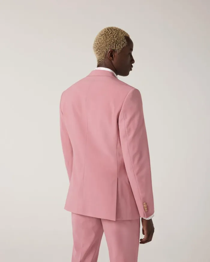 Politix Blazers Men Slim Stretch Wool Blend Tailored Jacket Rose