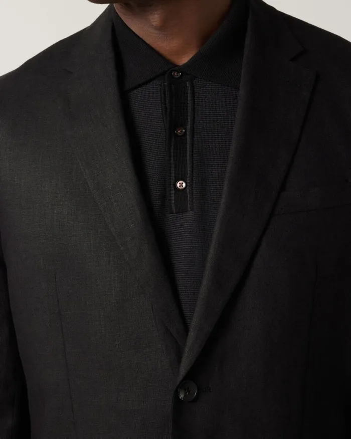 Politix Blazers Men Soft Tailored Linen Jacket Black