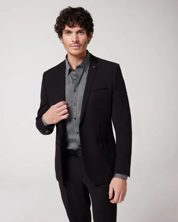 Politix Blazers Men Ultra Slim Stretch Tailored Jacket Black