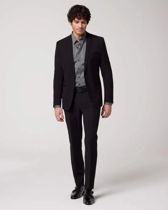 Politix Blazers Men Ultra Slim Stretch Tailored Jacket Black