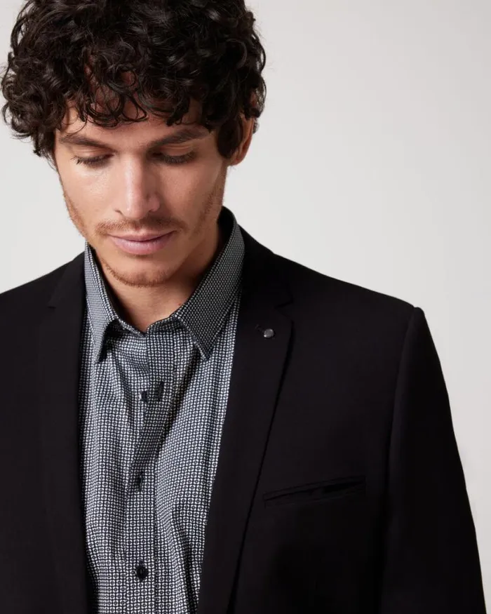 Politix Blazers Men Ultra Slim Stretch Tailored Jacket Black