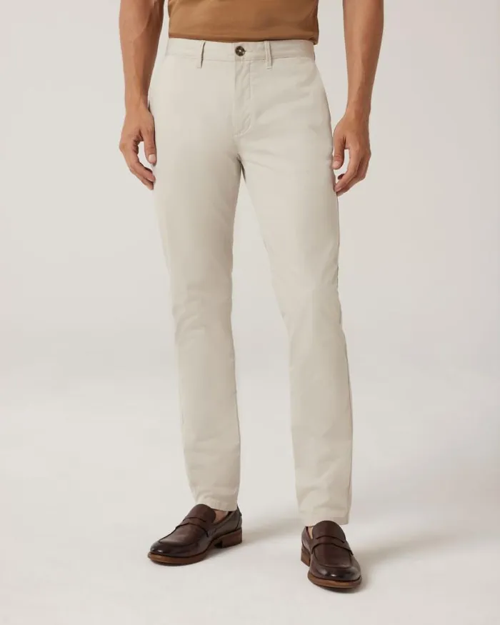 Politix Chinos Men Slim Stretch Cotton Chino Bone