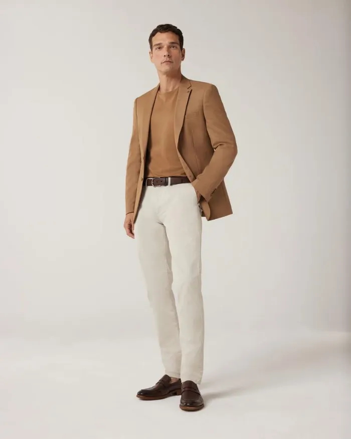 Politix Chinos Men Slim Stretch Cotton Chino Bone