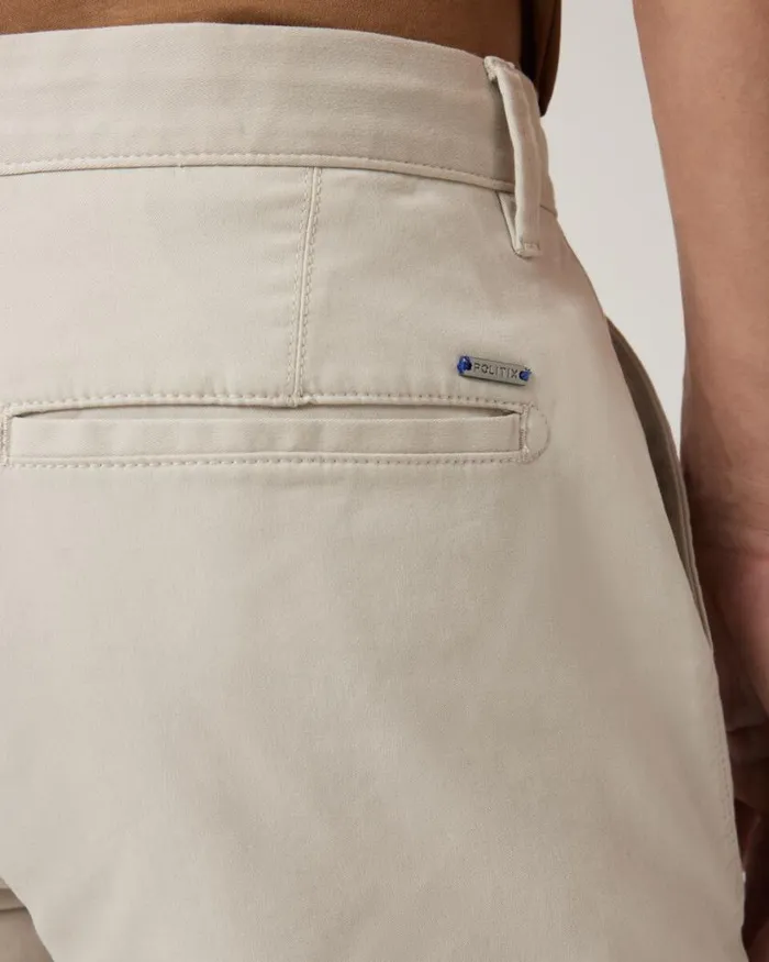 Politix Chinos Men Slim Stretch Cotton Chino Bone