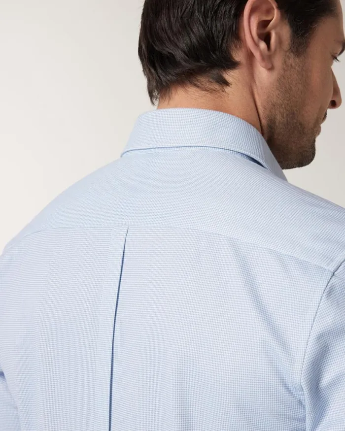 Politix Formal Shirts Men Jersey Microhoundstooth Business Shirt Blue