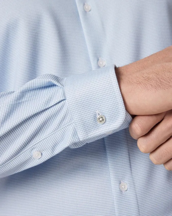 Politix Formal Shirts Men Jersey Microhoundstooth Business Shirt Blue