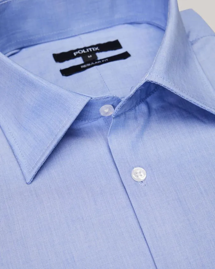 Politix Formal Shirts Men Regular Fit Business Shirt Sky