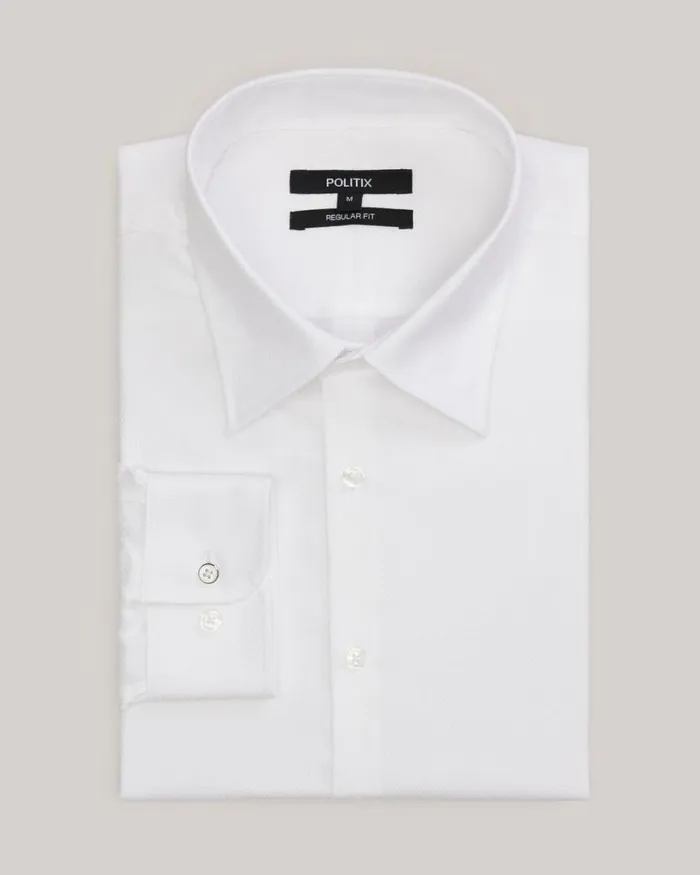 Politix Formal Shirts Men Regular Fit Business Shirt White
