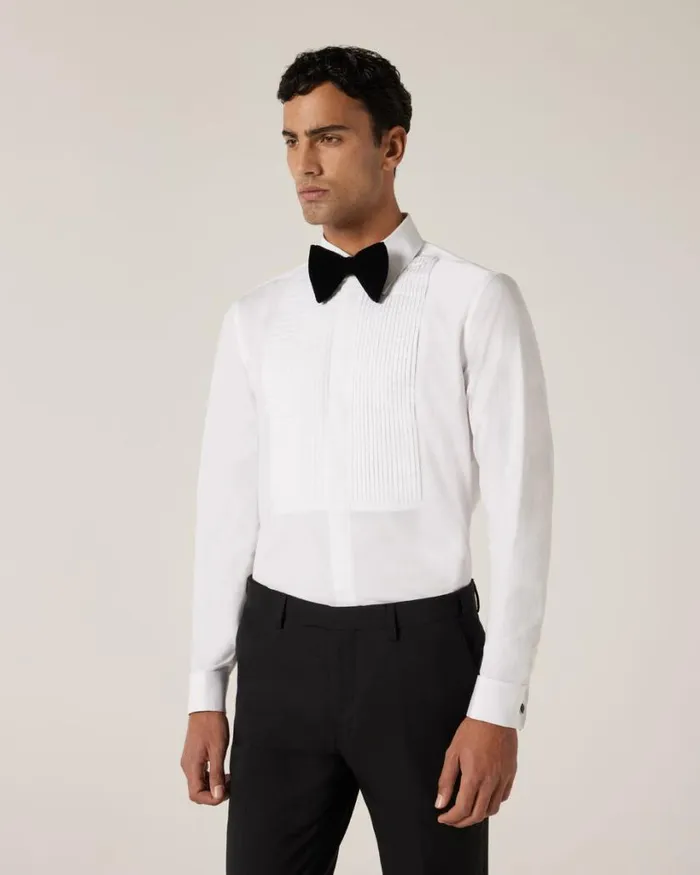 Politix Formal Shirts Men Regular Stretch Pin Tuck Long Sleeve Shirt White