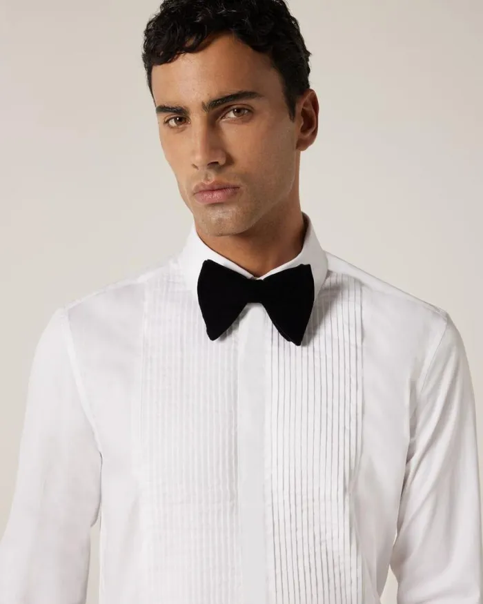 Politix Formal Shirts Men Regular Stretch Pin Tuck Long Sleeve Shirt White