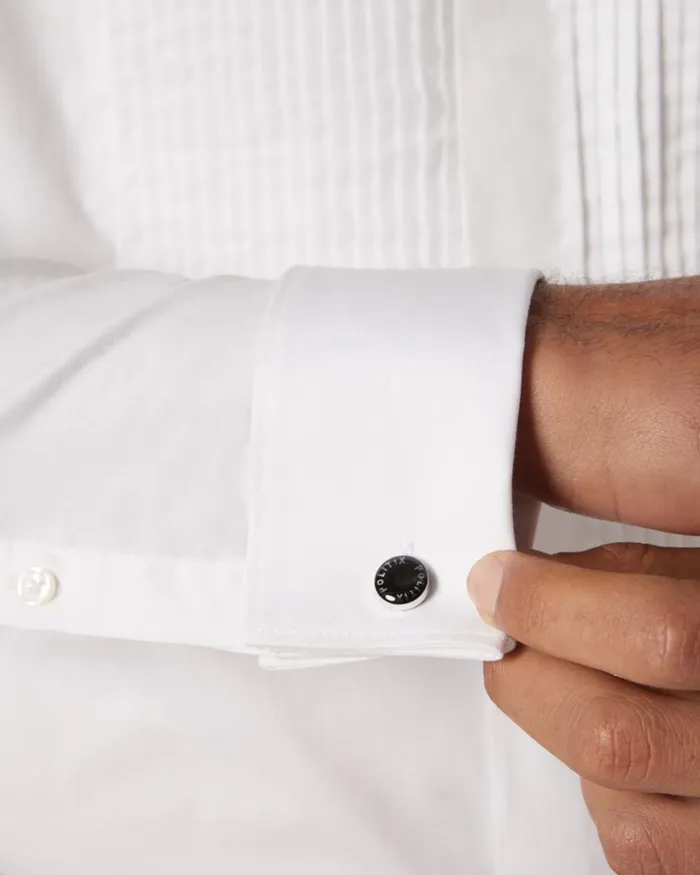 Politix Formal Shirts Men Regular Stretch Pin Tuck Long Sleeve Shirt White