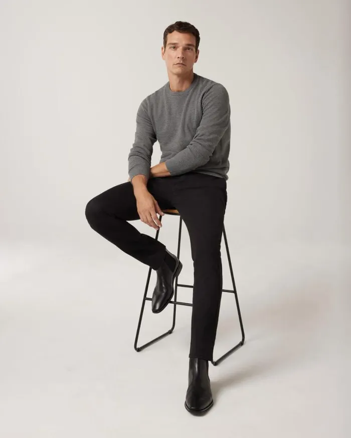 Politix Knitwear Men Classic Crew Neck Jumper Charcoal