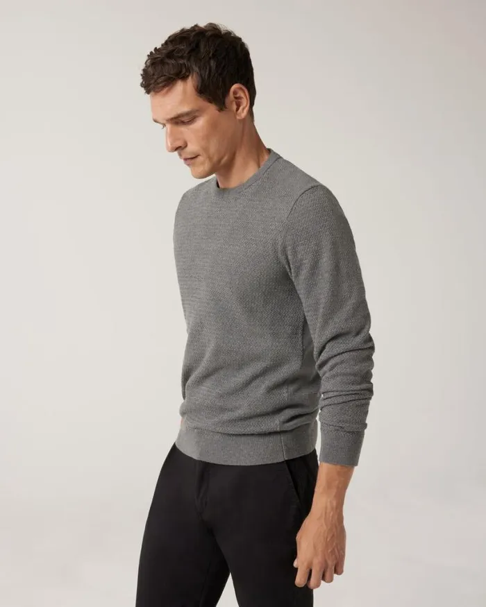 Politix Knitwear Men Classic Crew Neck Jumper Charcoal