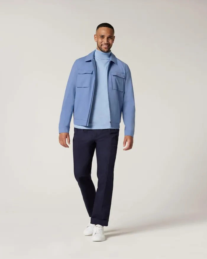 Politix Knitwear Men Classic Roll Neck Jumper Light Blue