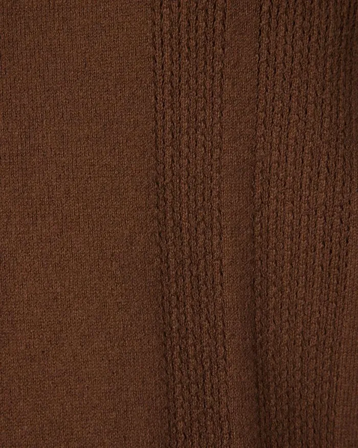 Politix Knitwear Men Knitted Pointelle Short Sleeve Polo Tan