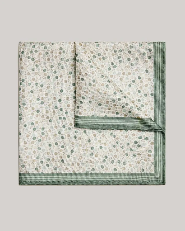 Politix Pocket Squares Men Floral Printed Silk Pocket Square Light Khaki