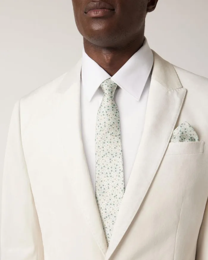 Politix Pocket Squares Men Floral Printed Silk Pocket Square Light Khaki