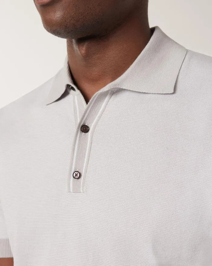 Politix Polo Shirts Men Striped Buttonup Collar Polo Bone