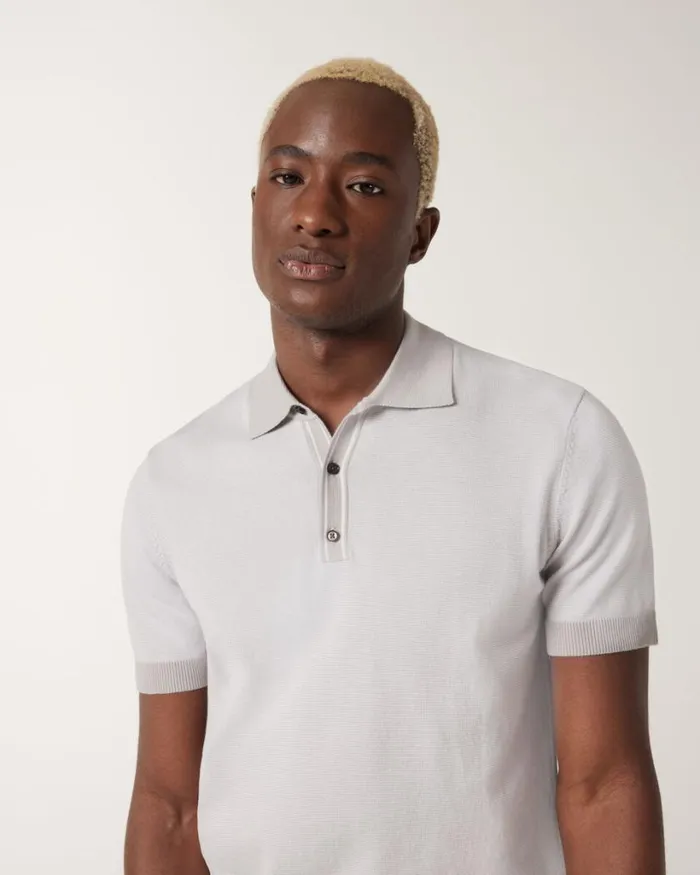 Politix Polo Shirts Men Striped Buttonup Collar Polo Bone