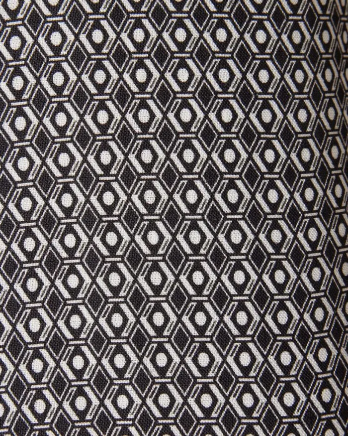Politix Shirts Men Geometric Movember Cuban Collar Shirt Black
