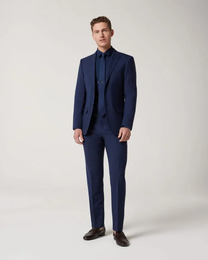 Politix Shirts Men Slim Textured Long Sleeve Shirt Navy