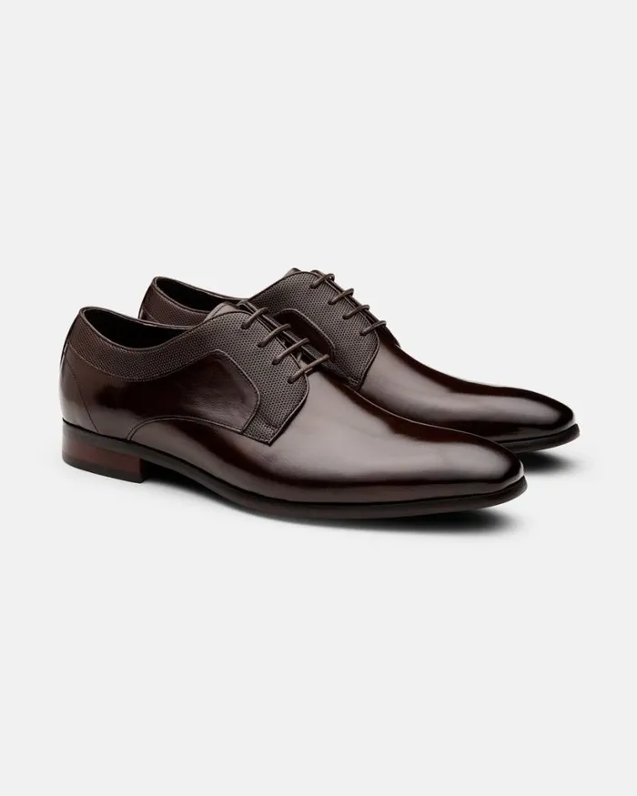 Politix Shoes Men Leather Derby Dress Shoe Brown