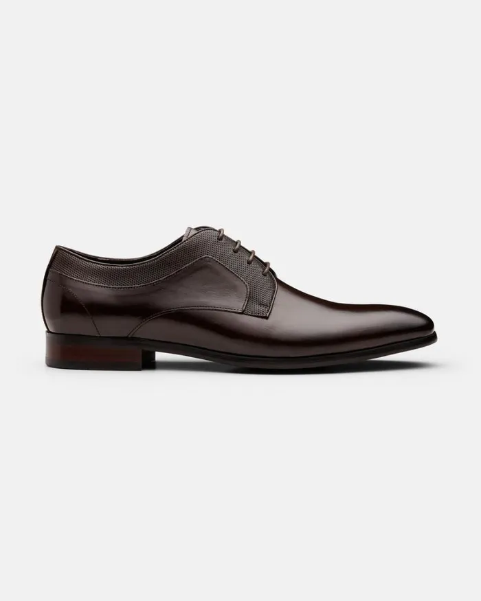 Politix Shoes Men Leather Derby Dress Shoe Brown
