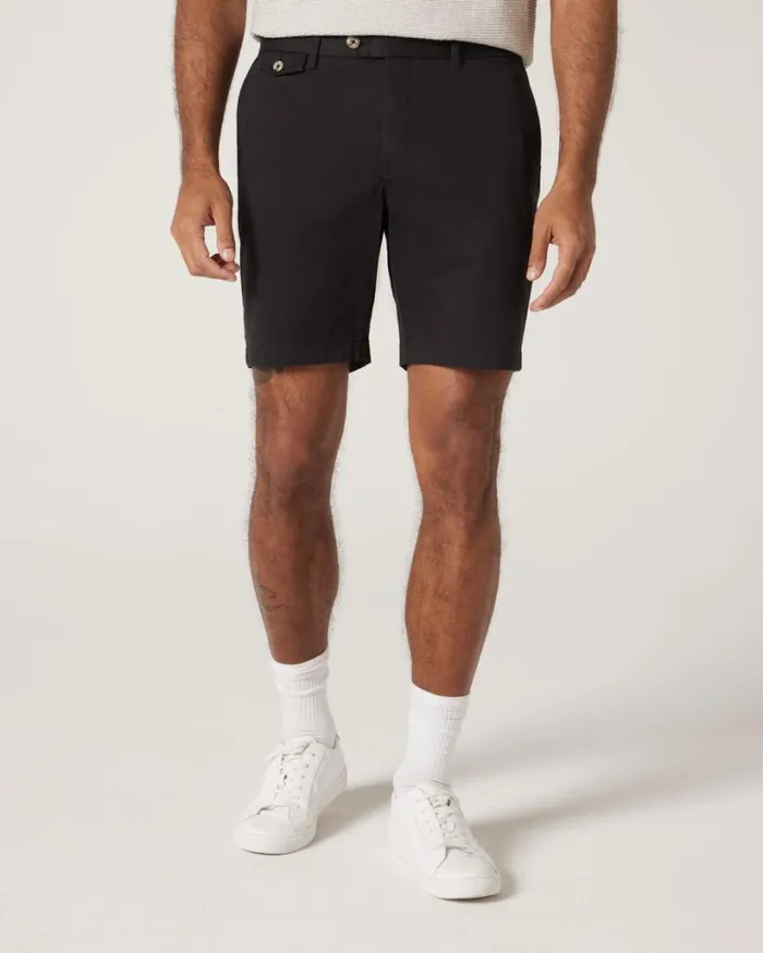 Politix Shorts Men Slim Stretch Cotton Stretch Chino Short Black