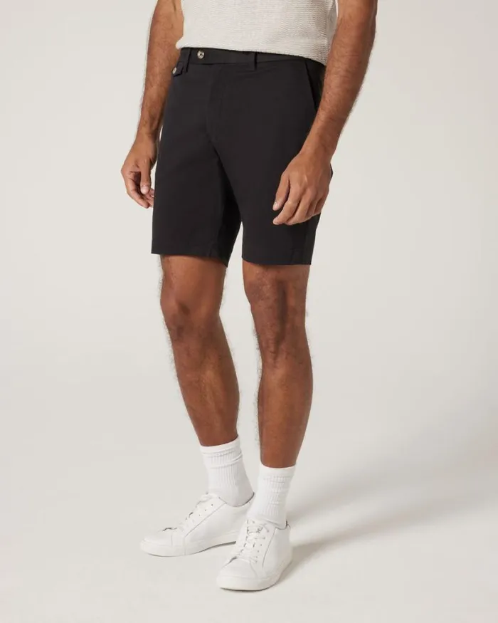 Politix Shorts Men Slim Stretch Cotton Stretch Chino Short Black