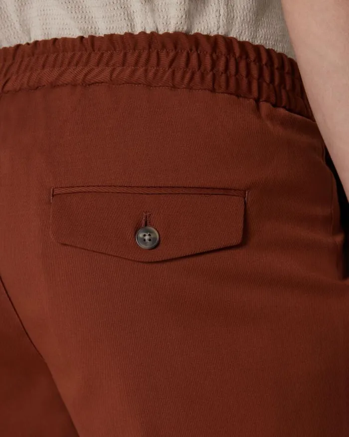 Politix Shorts Men Wool Blend Elastic Waist Tailored Short Terracotta
