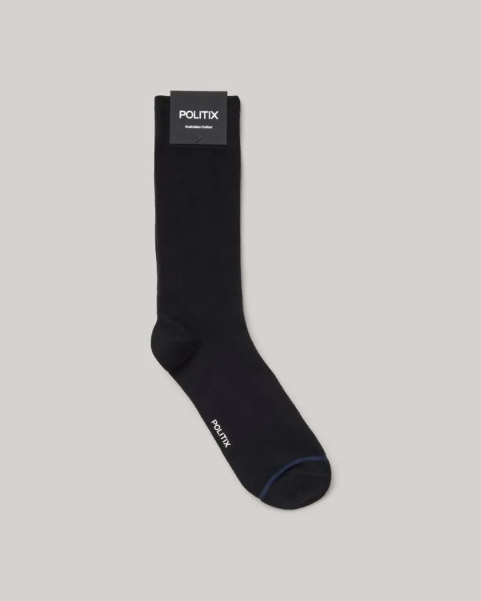 Politix Socks Men Australian Cotton Blended Sock Black