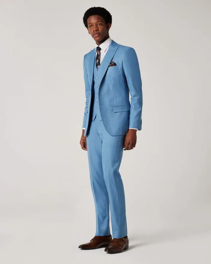 Politix Suit Pants Men Slim Stretch Tailored Pant Slate Blue