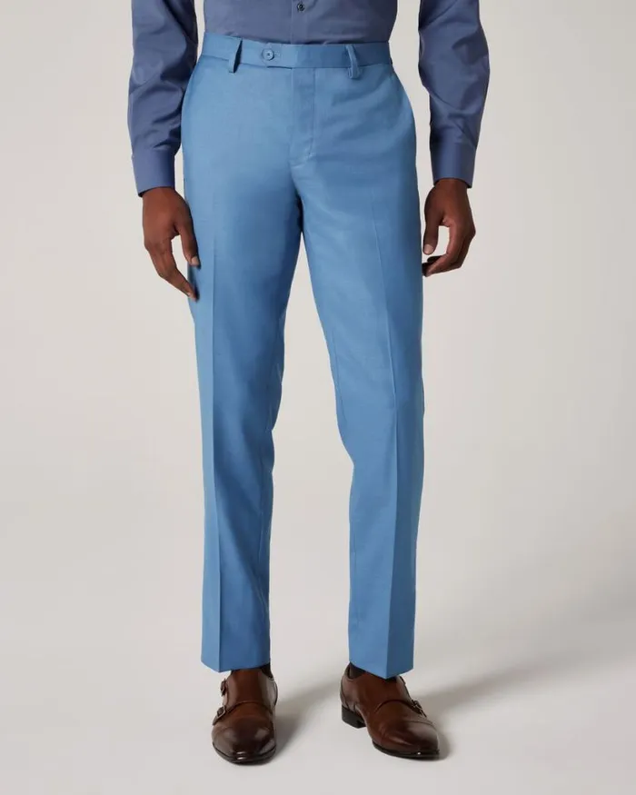 Politix Suit Pants Men Slim Stretch Tailored Pant Slate Blue