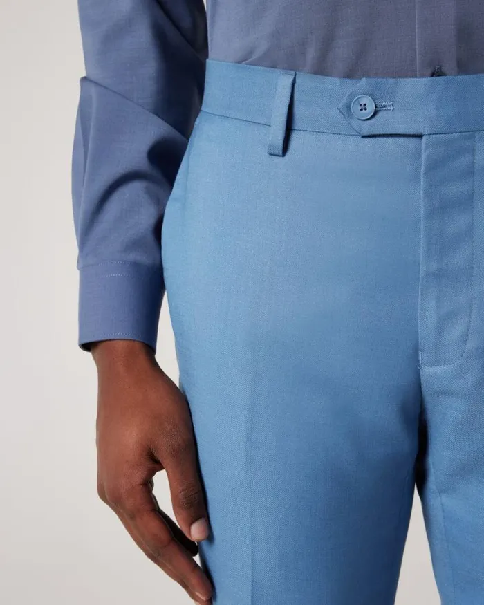 Politix Suit Pants Men Slim Stretch Tailored Pant Slate Blue