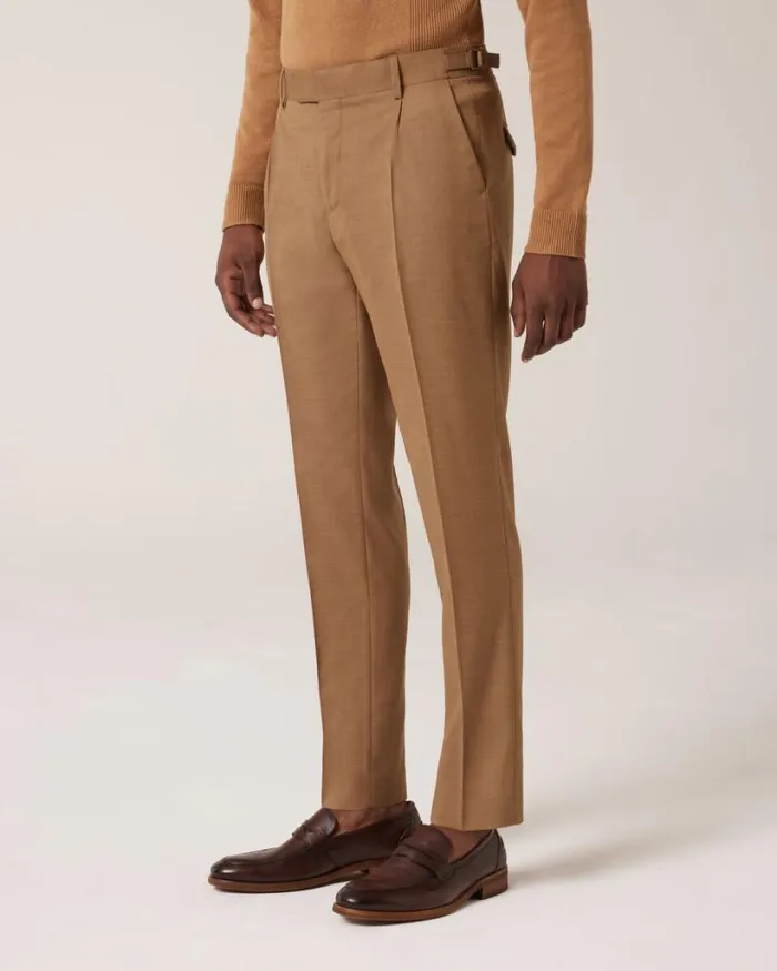 Politix Suit Pants Men Slim Stretch Tailored Pant Tan