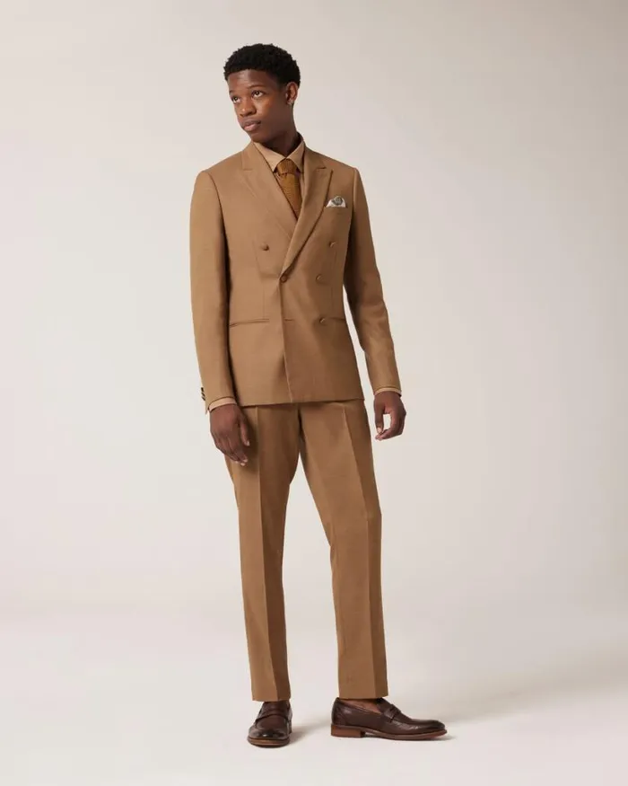 Politix Suit Pants Men Slim Stretch Tailored Pant Tan