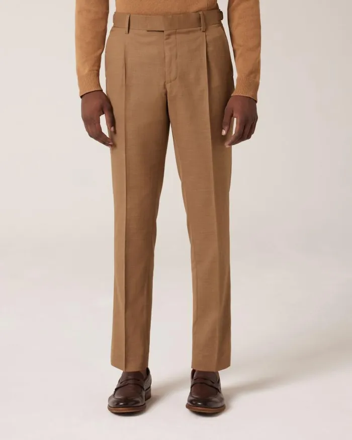 Politix Suit Pants Men Slim Stretch Tailored Pant Tan