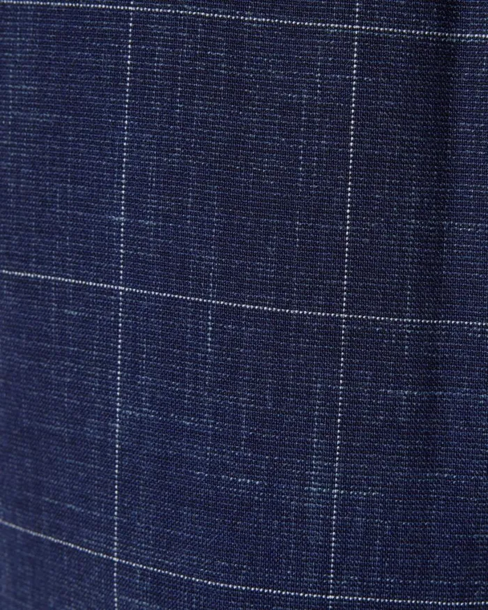 Politix Suit Pants Men Slim Stretch Windowpane Check Tailored Pant Navy Windowpane