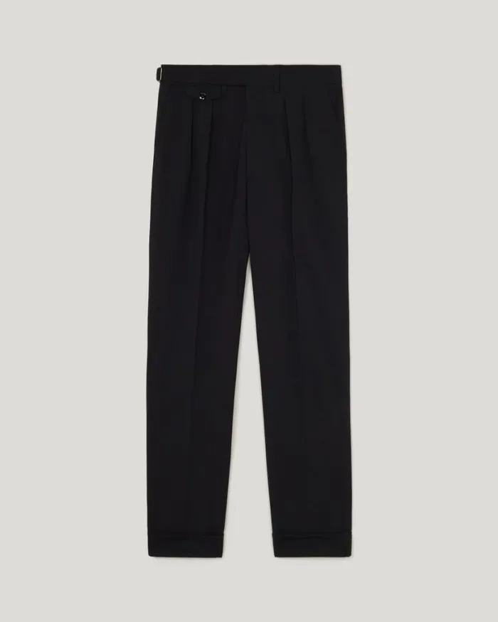 Politix Suit Pants Men Wool Gurkha Fashion Pant Black