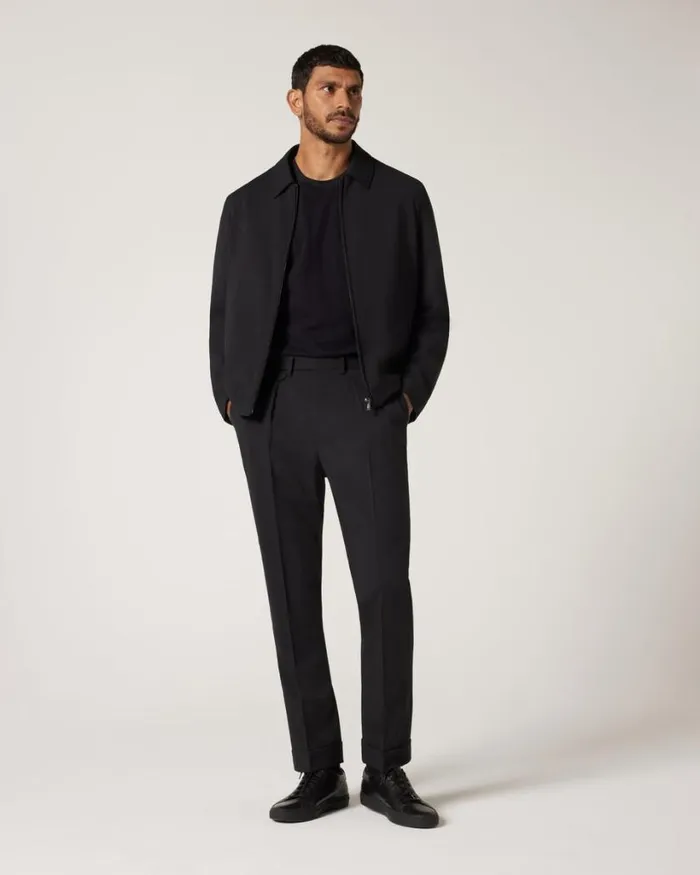 Politix Suit Pants Men Wool Gurkha Fashion Pant Black