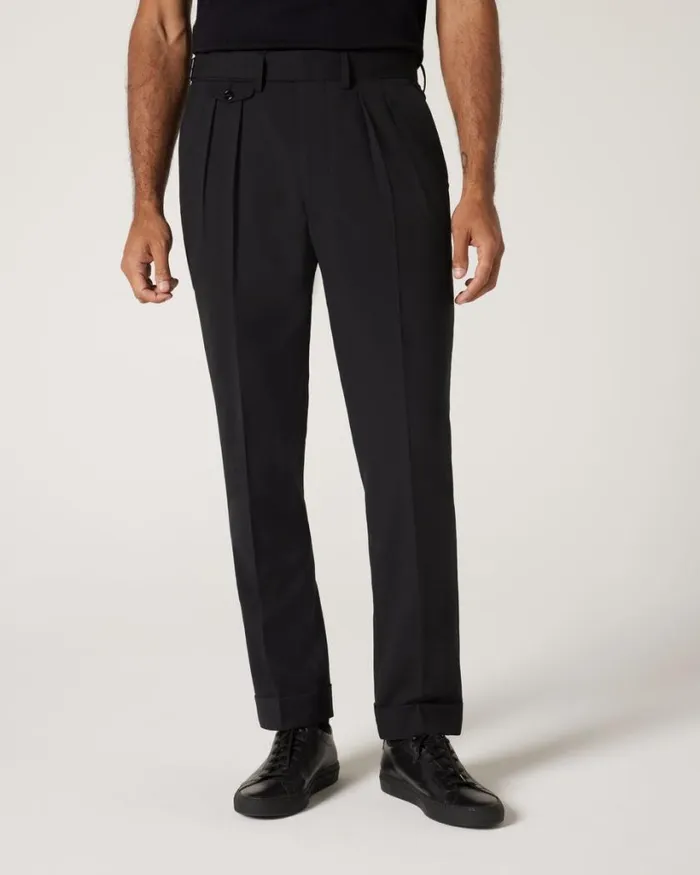 Politix Suit Pants Men Wool Gurkha Fashion Pant Black