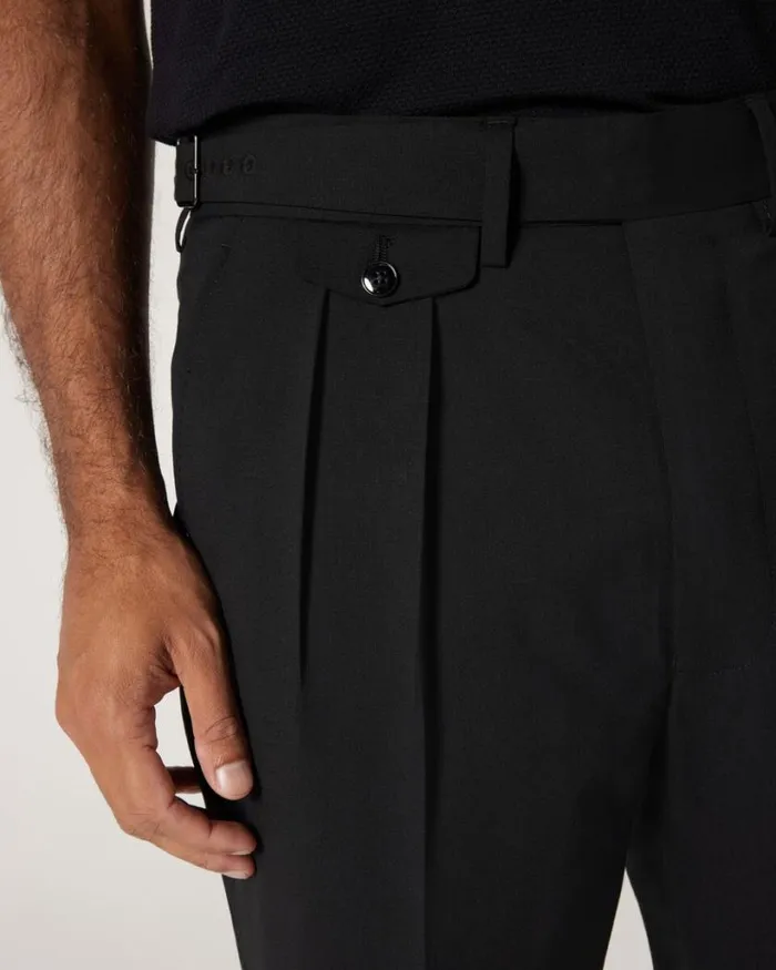 Politix Suit Pants Men Wool Gurkha Fashion Pant Black