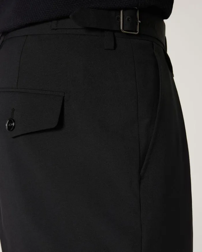 Politix Suit Pants Men Wool Gurkha Fashion Pant Black