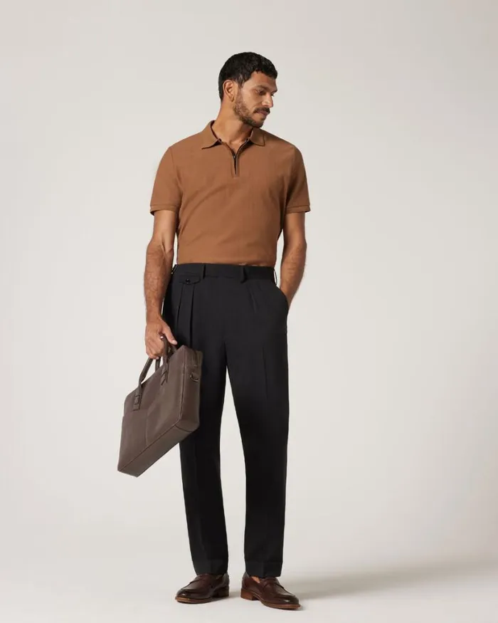Politix Suit Pants Men Wool Gurkha Fashion Pant Black