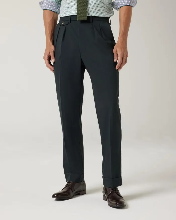 Politix Suit Pants Men Wool Gurkha Fashion Pant Dark Khaki